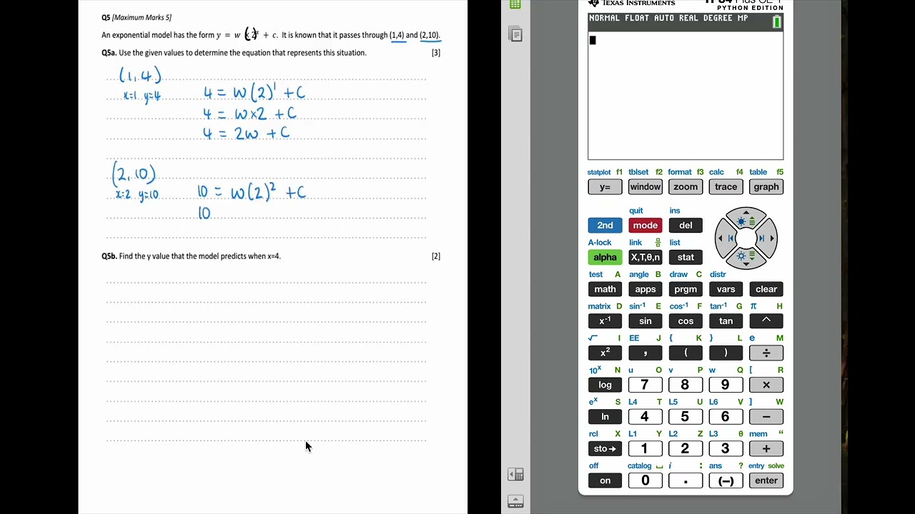 Finding an exponential model - SLAP IBDP Exam question - worked solution