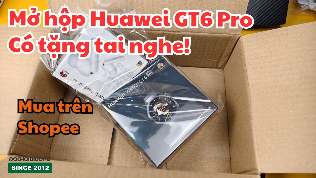 Có nên mua Huawei Watch GT 6 Pro trên Shopee? Mở hộp chi tiết với tai nghe Freebuds 6i tặng kèm