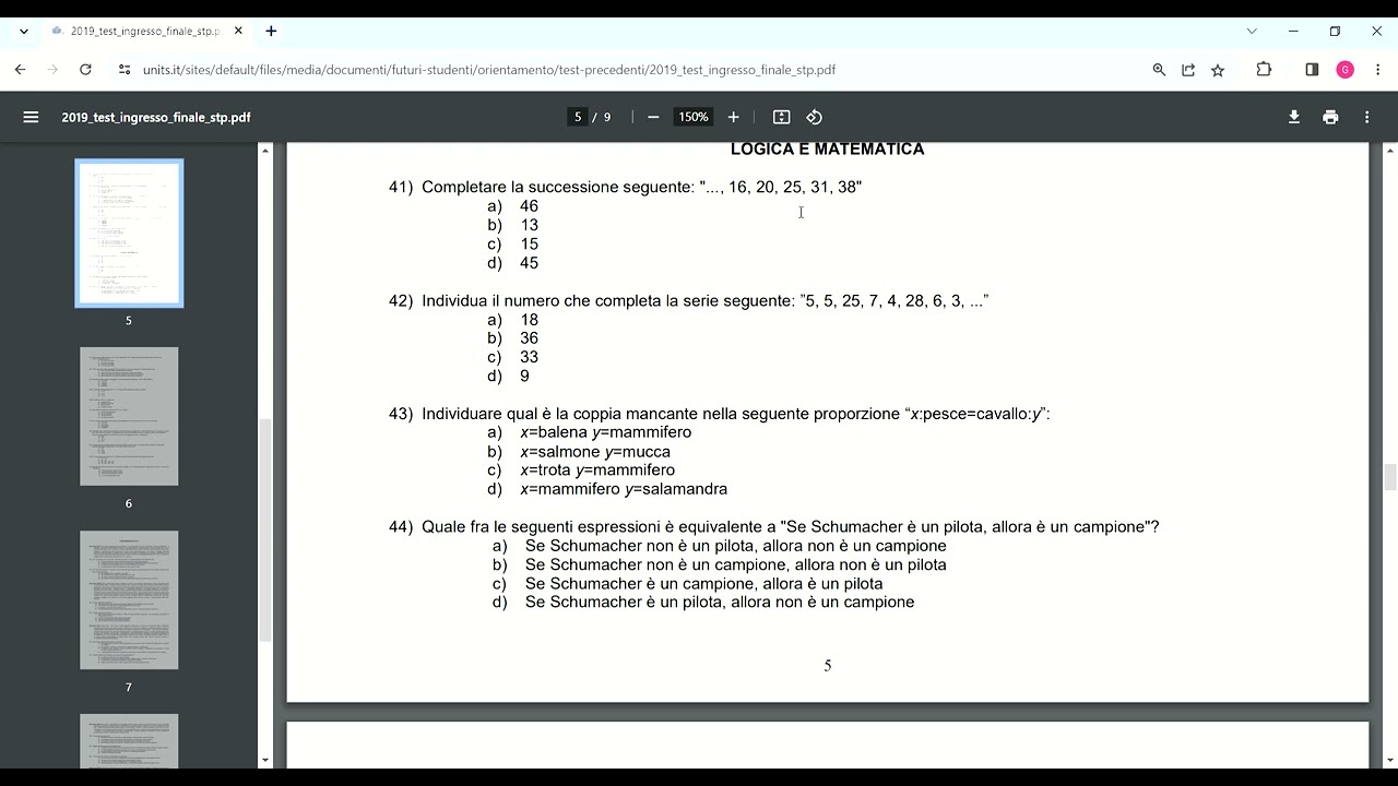 TOLC PSI: esercizi di logica per il test d'ingresso