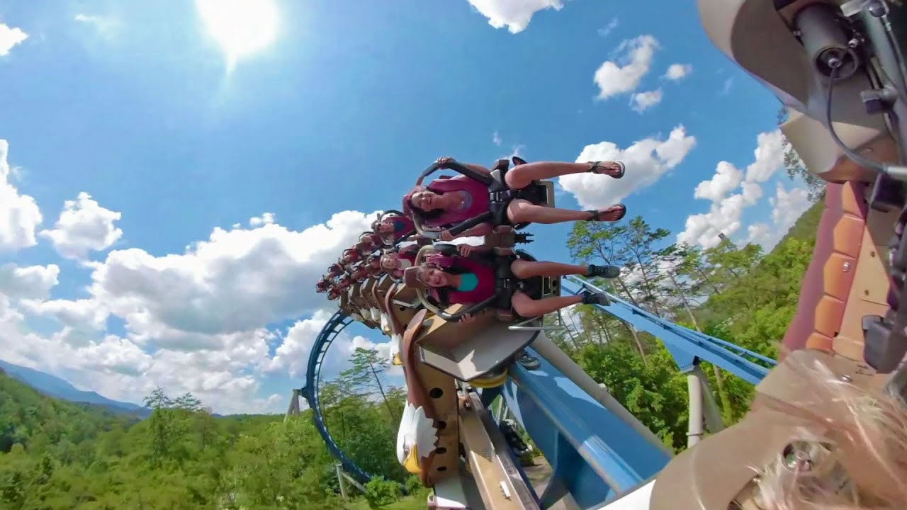 Wild Eagle horizon leveled on-ride reverse ridercam HD POV Dollywood
