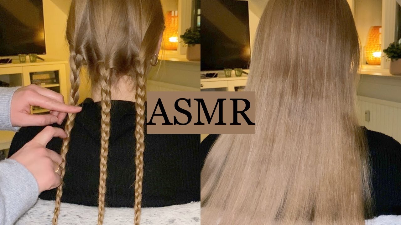 ASMR | *RELAXING* hair play with braiding, braid scratching & very slow hair brushing (no talking)