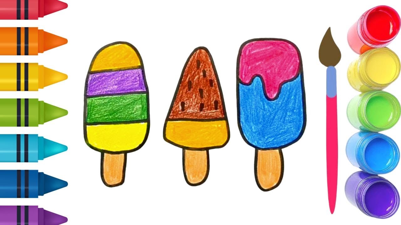 How To Draw cute Ice-cream Drawing, Painting & Coloring For Kids and Toddlers_ Child Art 🐋🌈🎨