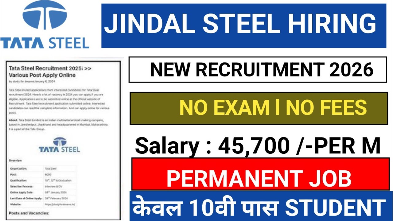 Jindal Steel Recruitment 2026 | Jindal Steel 6000+ Vacancy 2026 | Jindal Steel Jobs 2026 | #job 