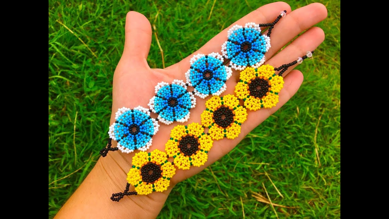 Pulsera en mostacilla en forma de flor!!