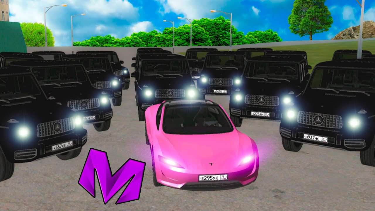 30 БАНДИТОВ ПРОТИВ МЕНЯ на ТЕСЛЕ в МАТРЕШКА РП (crmp mobile)