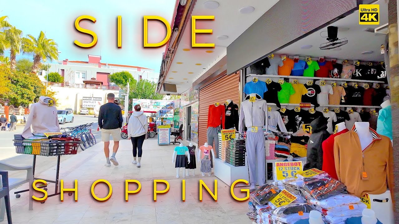 🇹🇷 SIDE SHOPPING 🛍️ PROMENADE 4K TÜRKIYE #side #turkey #bazaar in Antalya region