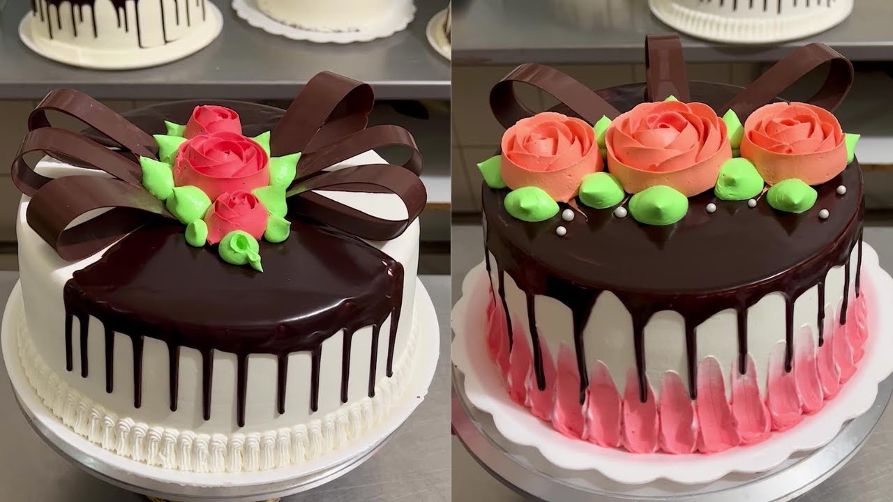 tutorial para decorar pasteles con rosas en crema y chocolate ganache