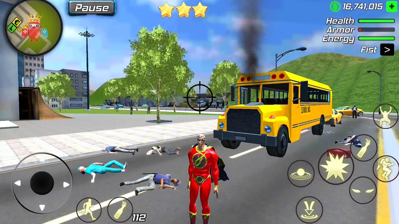 Amazing Powerhero New York Gangster City - School Bus at Vegas City - Android Gameplay