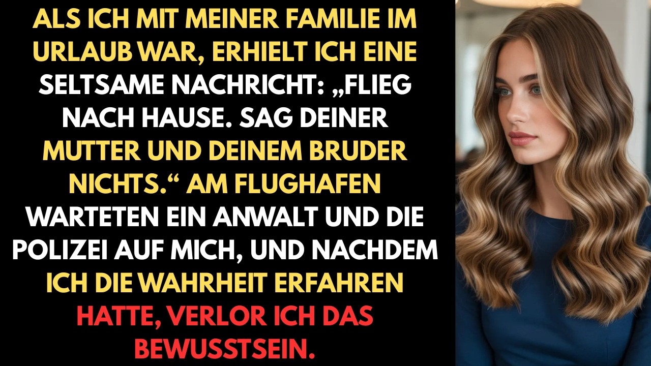 Als ich mit meiner Familie im Urlaub war, erhielt ich eine seltsame Nachricht: „FLIEG NACH HAUSE