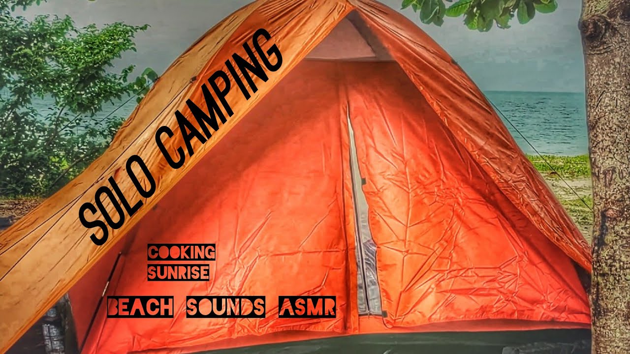 SOLO CAMPING at the beach. Silent vlog. ASMR.
