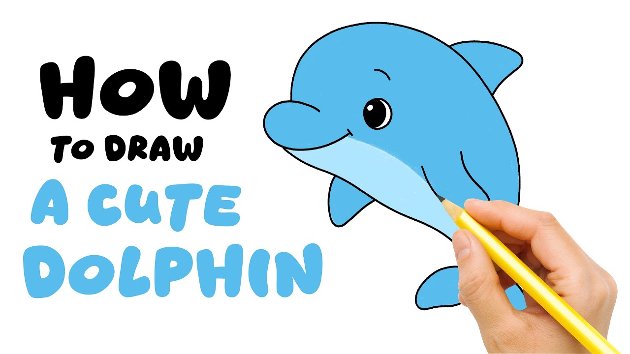 How To Draw A Cute Dolphin - Easy Kids Drawing