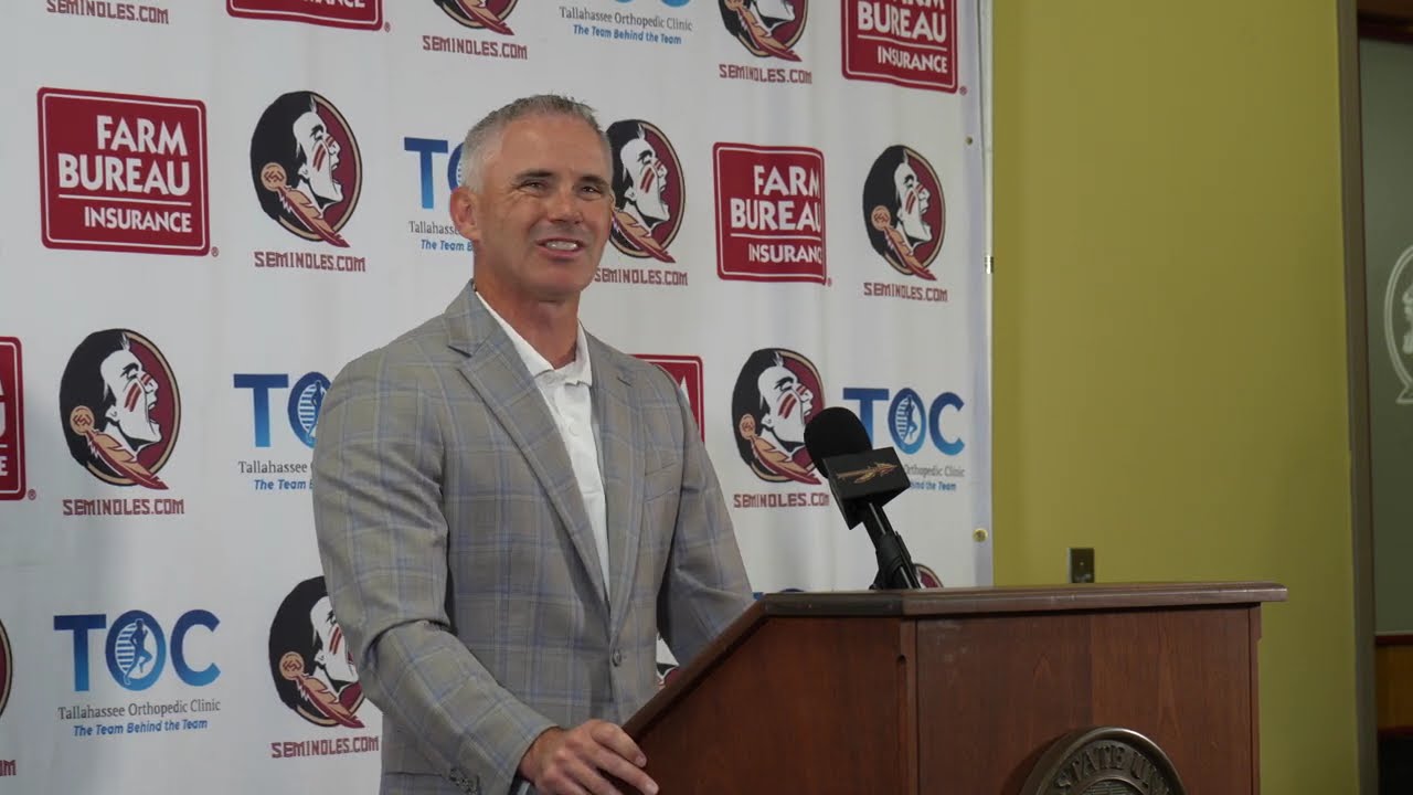 JAMES HILL SPORTS FSU FOOTBALL HEAD COACH MIKE NORVELL SEMINOLES PRE-CAMP PRESS CONFERENCE 7-27-26