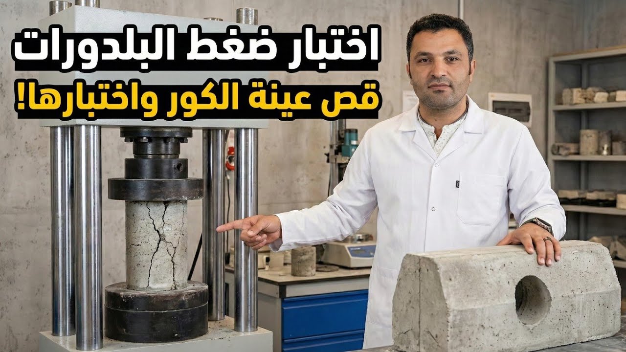 قياس جهد البلدورات الخرسانية وكتابة التقرير والحسابات Compressive strength of Curbstone l
