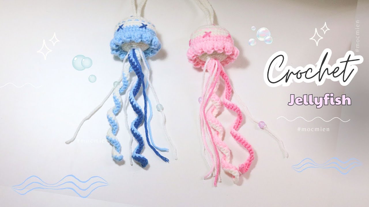 [Eng sub] How to crochet a jellyfish 🪼 🐙 ♡ Jellyfish Keychain Amigurumi ♡ Momi Crochet #jellyfish
