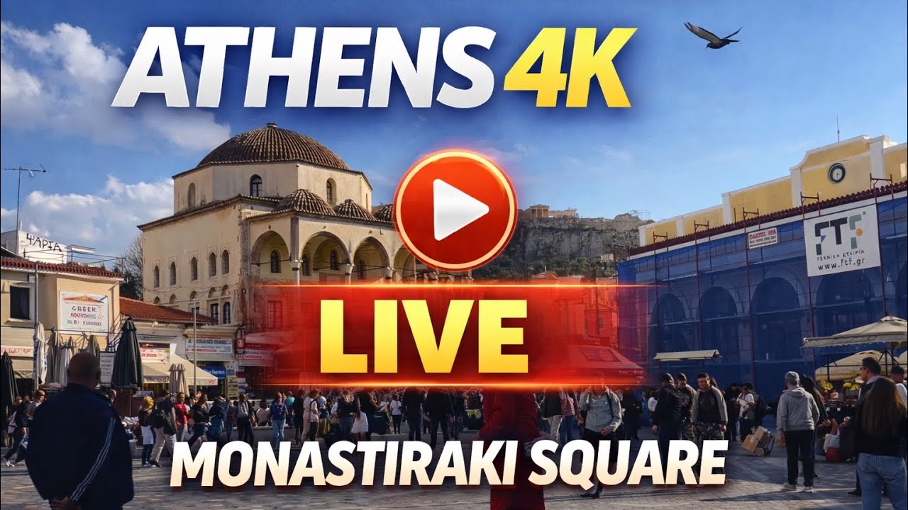 Athens Live Cam 4K 🇬🇷 Monastiraki Square | Real Time Street View Athens