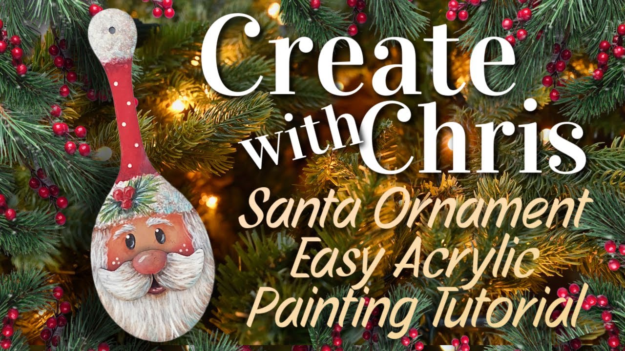 Learn how to Paint Christmas Santa Spoon Ornament with Acrylics!