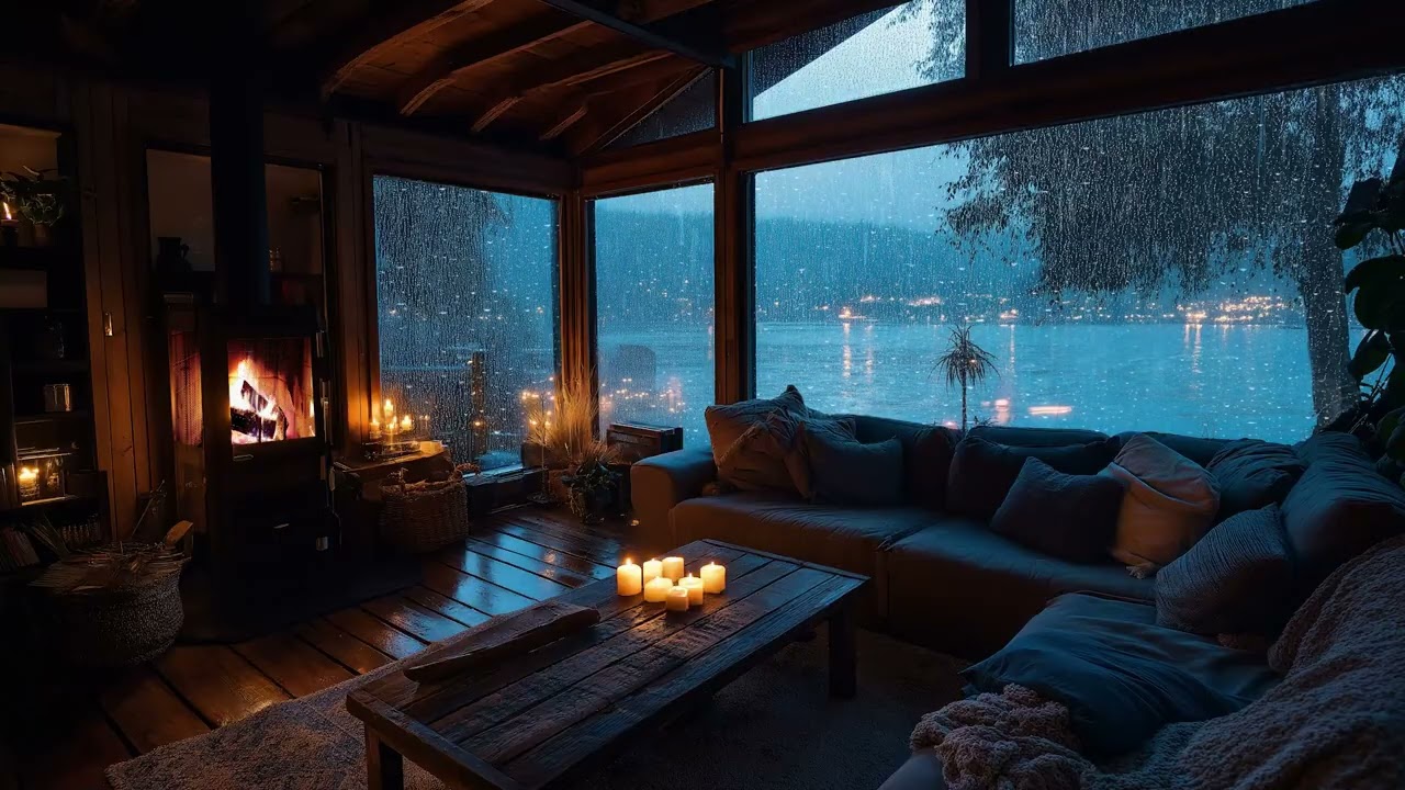 Rainy Window Sounds ❄️ Calm Fireplace ASMR for Sleep & Focus (3 Hours)