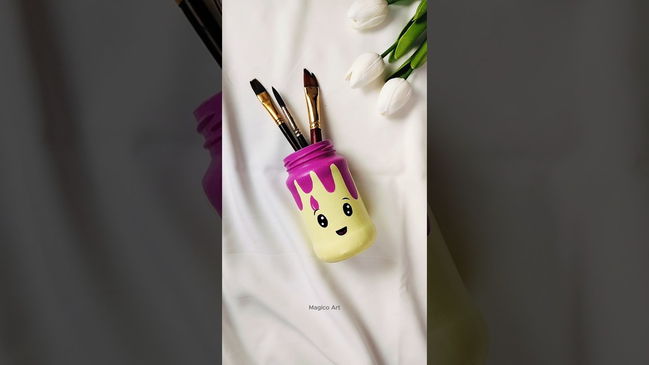 Painting on glass jar 😍☺️ #art #shorts #trending #viralshorts #magicoart_ #painting #cute