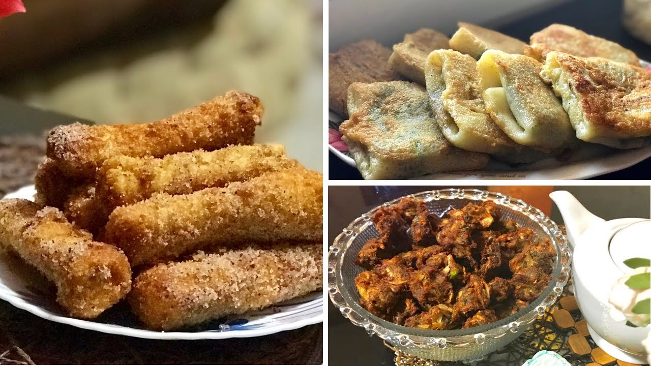 3 вечерних закуски / Булочка с корицей / Сырный палак / Пакора из баранины / Закуски к чаю