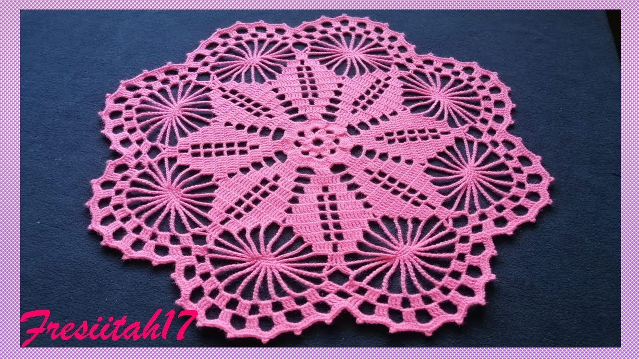 Tapete tejido a crochet en dobles varetas (diámetro aproximado 50 cm - 16 hileras)