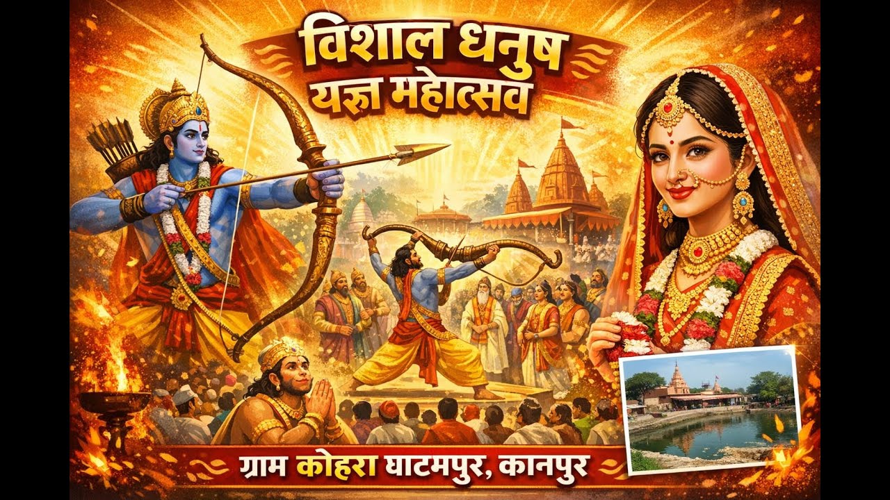 विशाल धनुष यज्ञ महोत्सव ग्राम कोहरा घाटमपुर कानपुर नगर से सीधा प्रसारण श्री दिव्य रामलीला पर