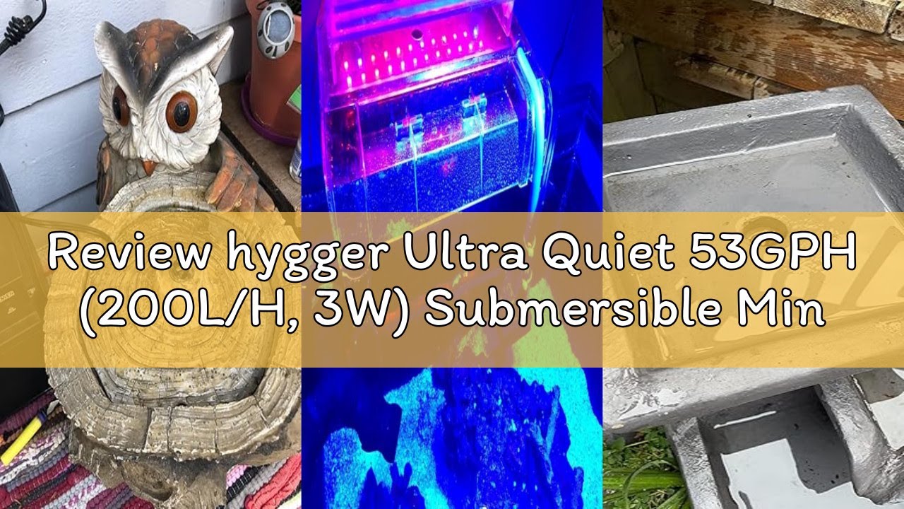 Review hygger Ultra Quiet 53GPH (200L/H, 3W) Submersible Mini Water Pump Comes with 2 Nozzles, for A