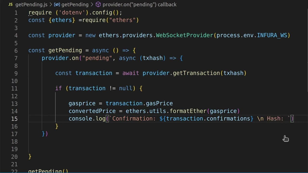 Web3 Blockchain Security Basics with Ethers.Js - Part 7 Analyze Pending Transactions With Ethers.js