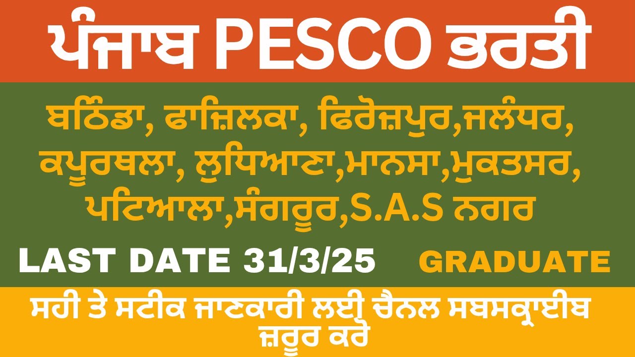 Punjab PESCO Recruitment | Campus Manager Recruitment | Punjab Govt Job Alerts