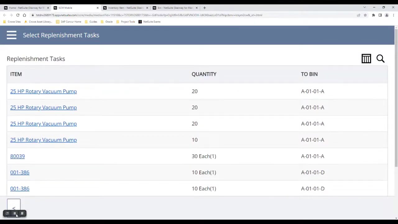 NetSuite WMS: Replenishment