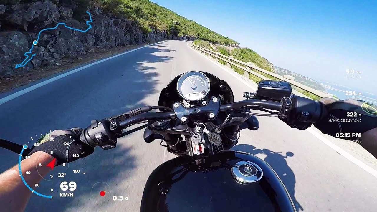 Harley Davidson Street Rod 750 @ Serra da Arrábida (RAW) with GPS telemetry