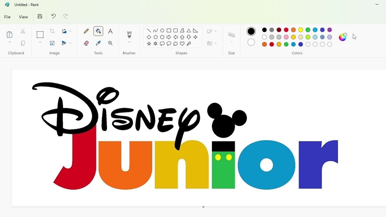 How to draw a colorful Disney Junior logo using MS Paint | How to draw on your computer