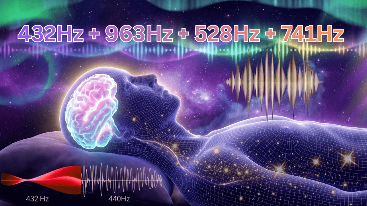 432Hz + 528Hz + 741Hz + 1111Hz | The DEEPEST Healing Sleep: Whole Body Regeneration, Relieve Stress