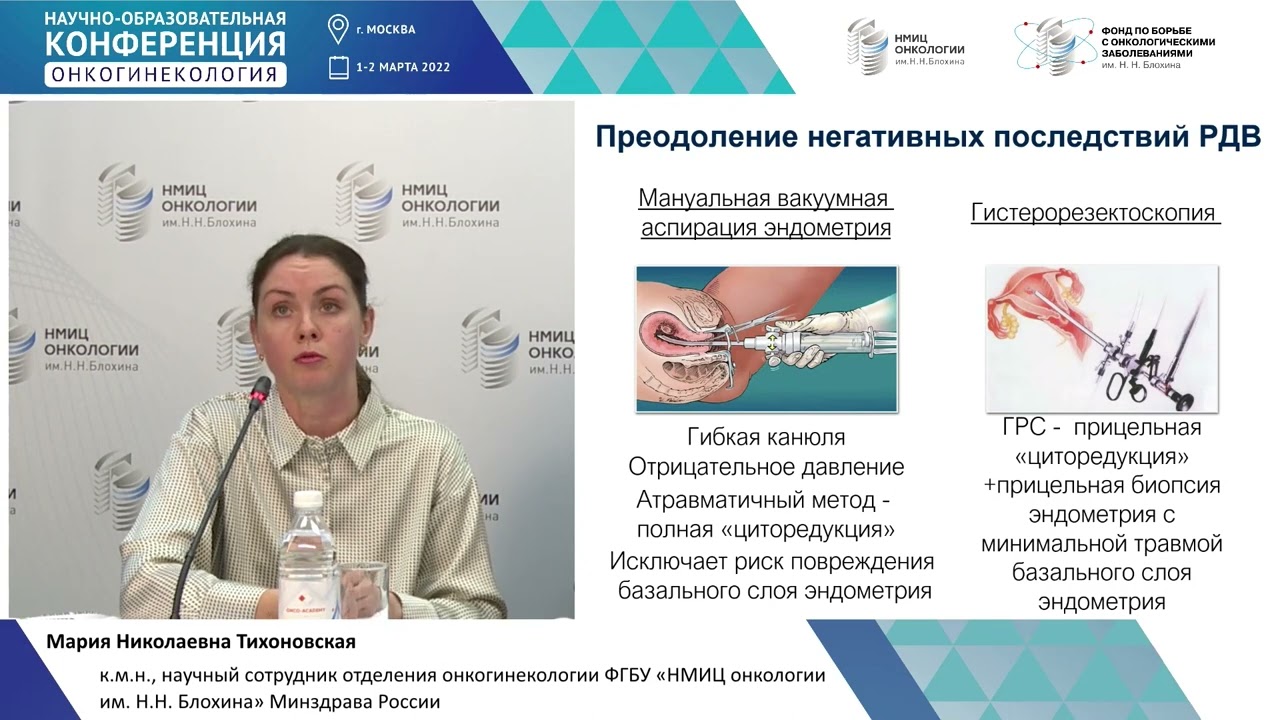 Органосохраняющее лечение атипической гиперплазии и начального рака эндометрия.Тихоновская М.Н.