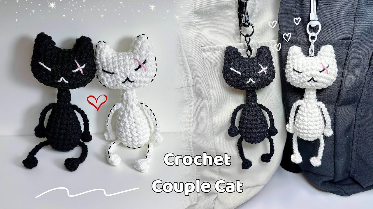 Crochet Cat Keychain 🐱| Crochet Couple Keychain | Móc Len Móc Khoá Con Mèo