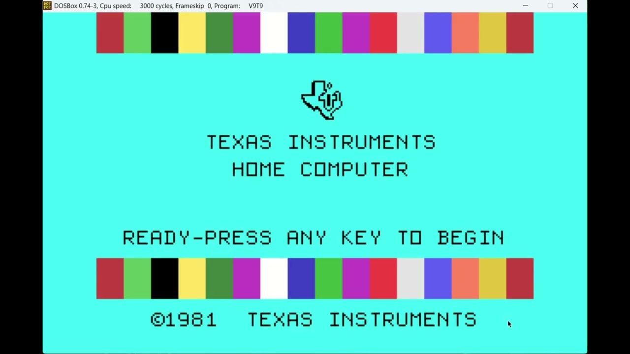 Emulation: V9T9 6.0 MS-DOS 3.31 / DR-DOS 6.0 or Windows with DOSBox 0.74-3