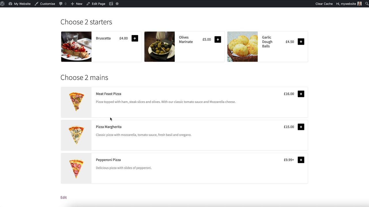 Creating Flexible Food Order Forms