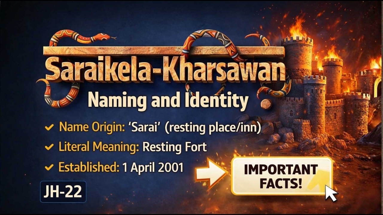 Saraikela-Kharsawan JH-22 🔥 Naming & Important Facts | Jharkhand GK