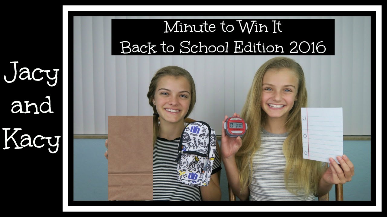 Minute to Win It Challenge ~ Back to School Edition 2016 ~ Jacy and Kacy
