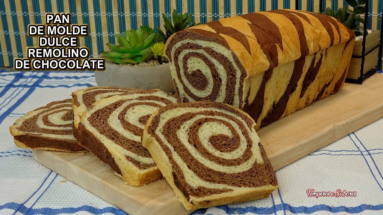 PAN DE MOLDE DULCE REMOLINO DE CHOCOLATE DELICIOSO FÁCIL Y LINDO