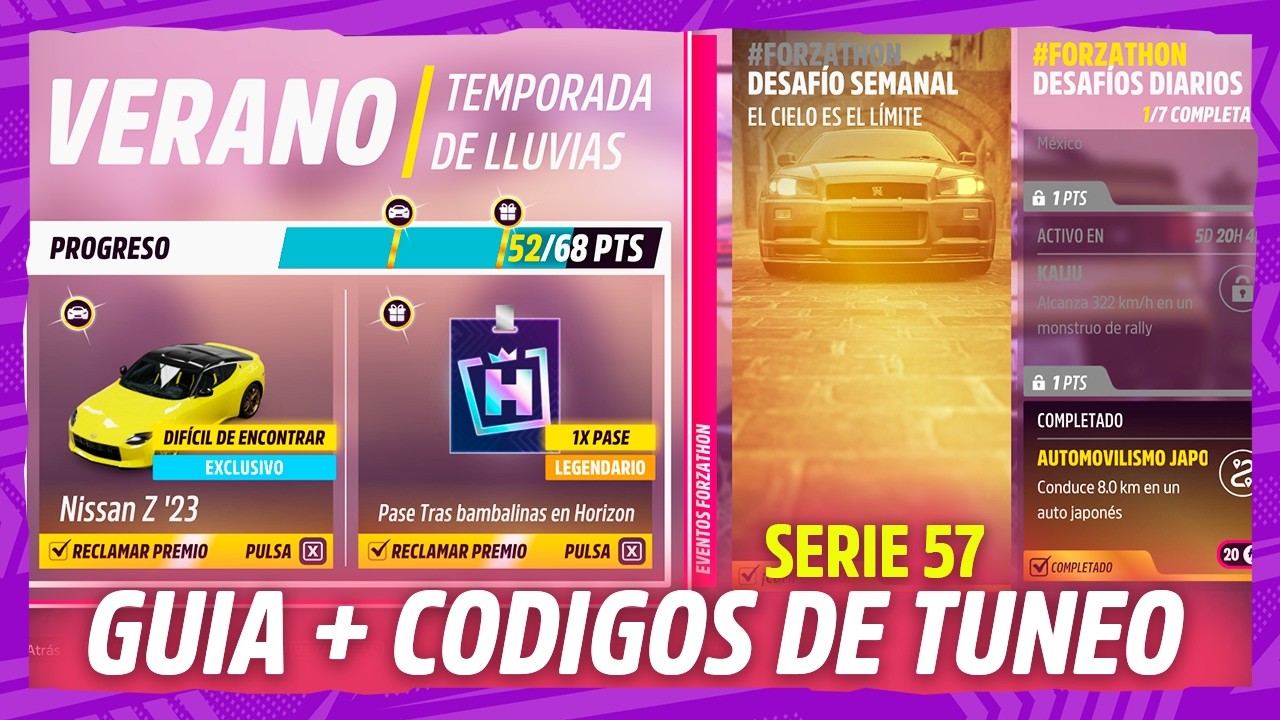 Como COMPLETAR los Desafios Semanales de VERANO Serie 57 Forza Horizon 5 Guia Completa