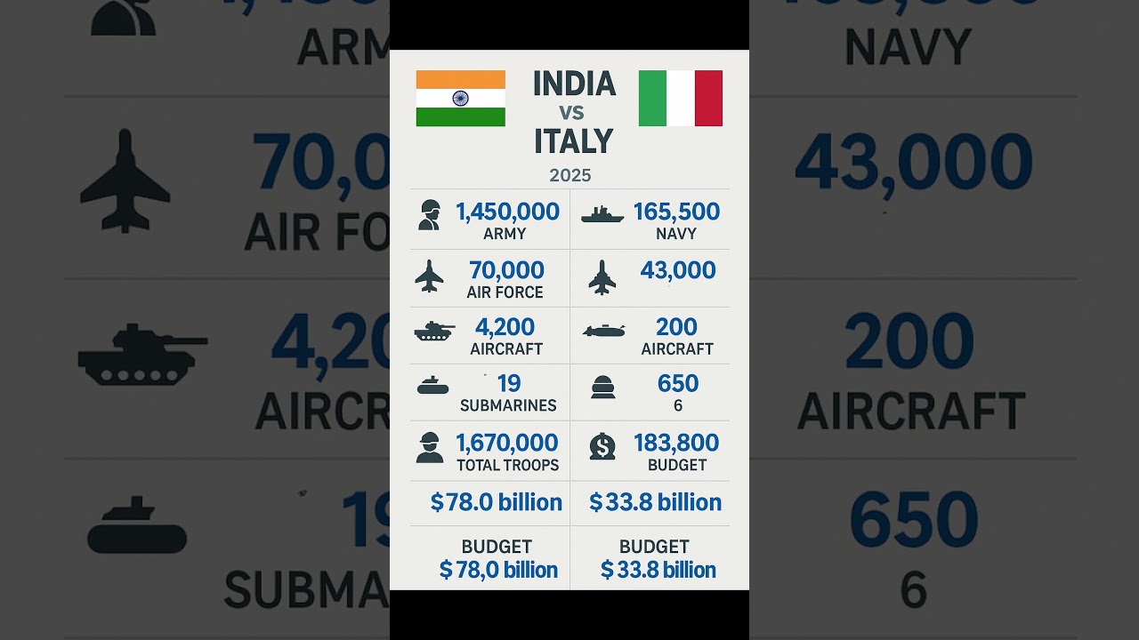 India vs Italy Military Comparison 2025: Forces, Equipment & Budget Overview