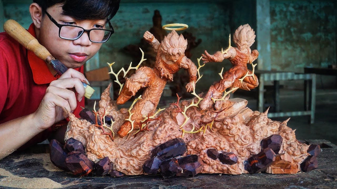 Dragon Ball : Goku vs Majin Vegeta - Wood Carving - 30 Days of Making Woodworking Amazing
