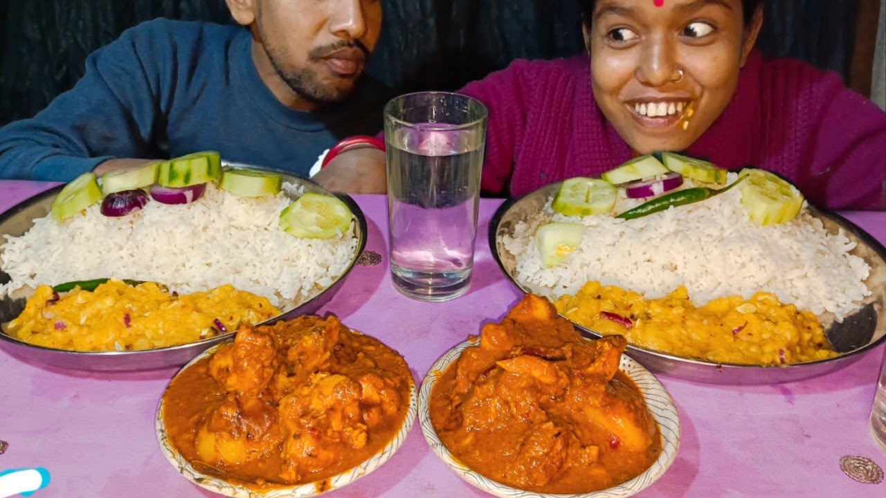 Rice With Pumpkin Mash (Kumro Bhorta) and Chicken Curry | Bengali Comfort Food 