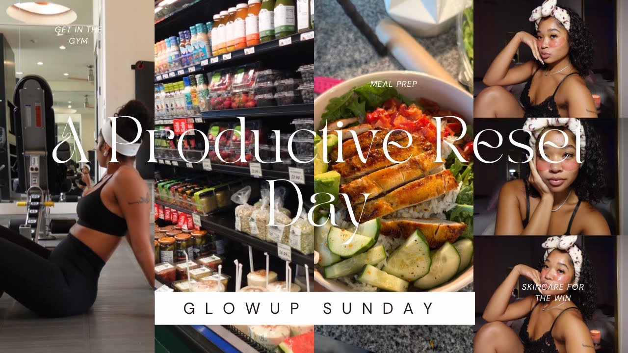Productive Reset Day | Glow-Up Routine for Hot Girl Wellness | Meal Prepping, Curly Hair, Skincare