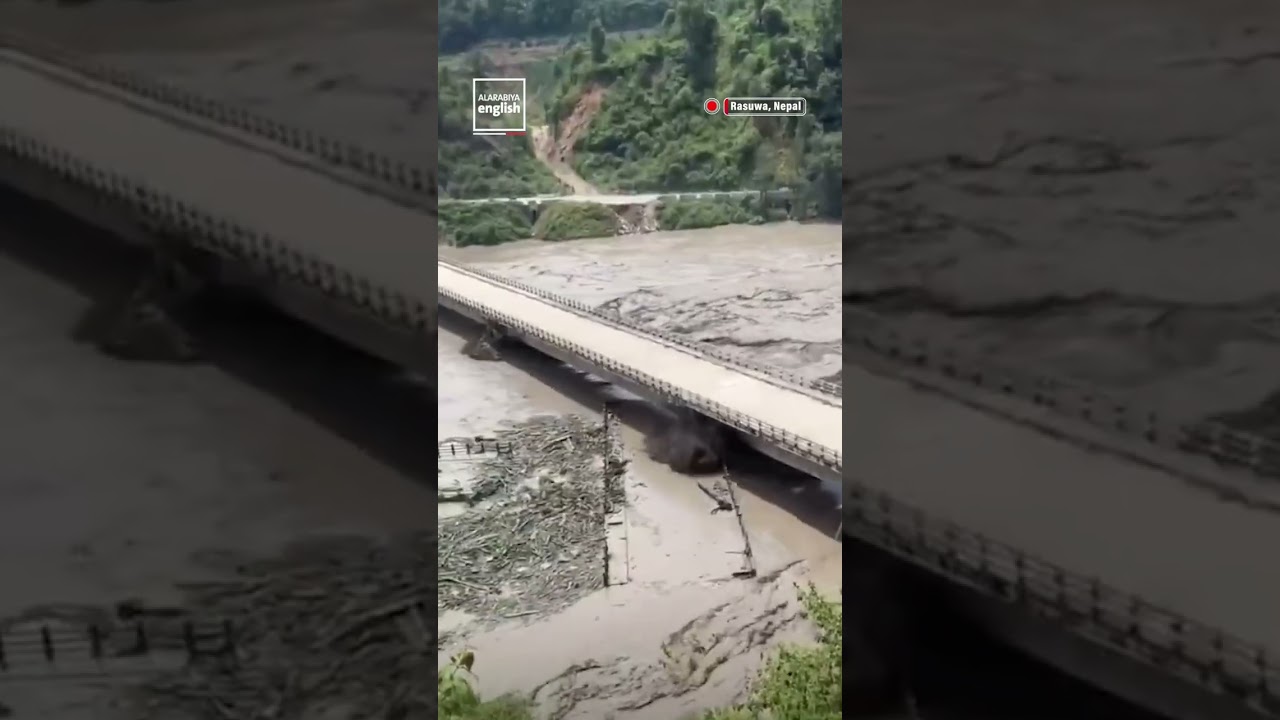 Nepal Flood Sweeps One Bridge into Another, Both Collapse