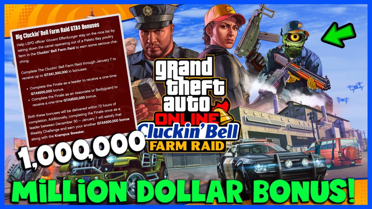 Бонусы за рейд на ферму Cluckin&rsquo; Bell в GTA Online (1 000 000 БЕСПЛАТНО)