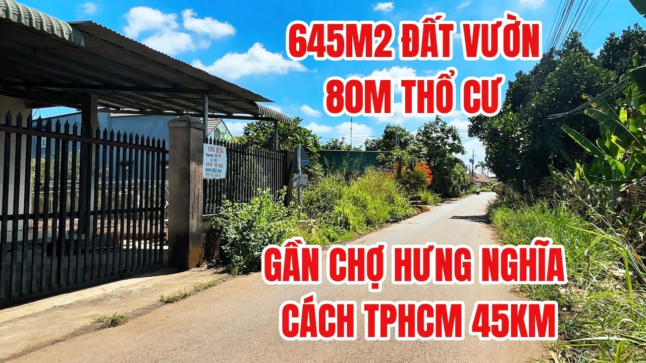 Bán 645m2 đất vườn thổ cư gần QL1A chợ Hưng nghĩa, xây nhà vườn đẹp #đất_đồng_nai 