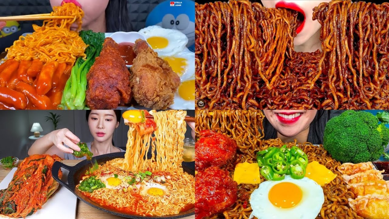 ASMR EATING LOTS OF BLACK BEAN NOODLE WITH CHICKEN,EGGS, EATING CHALLENGE MUKBANGERS #asmr #mukbang 