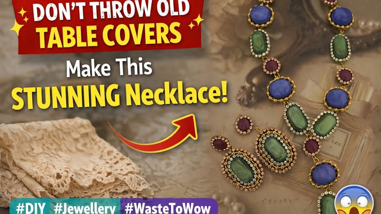 Don’t Throw Old Table Covers | Make This Stunning Necklace | DIY Best Out of Waste Jewellery #diy 