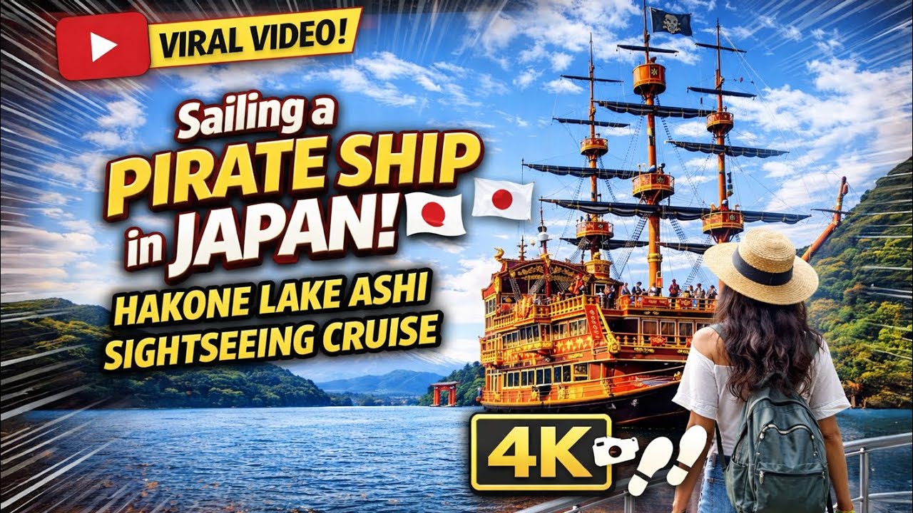 Sailing a Pirate Ship in Japan! 🇯🇵 Hakone Lake Ashi Sightseeing Cruise [4K] | Japan | Pirate Ship